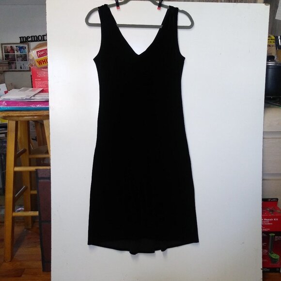 Black Velvet Slip Dress Sleeveless STRETCH XS/S/M - Picture 3 of 13